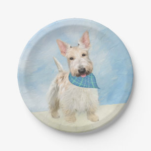 Scottish Terrier Wheaten Dog Painting Original Art Paper Plate