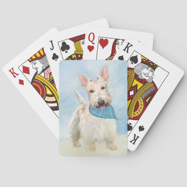 Scottish Terrier Wheaten Dog Painting Original Art Playing Cards (Back)