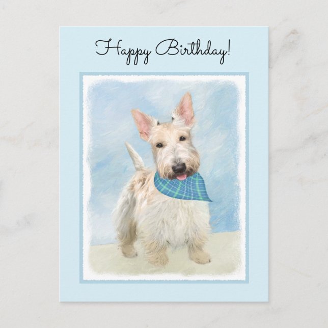 Scottish Terrier Wheaten Dog Painting Original Art Postcard (Front)
