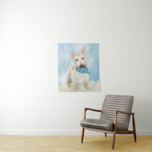Scottish Terrier Wheaten Dog Painting Original Art Tapestry