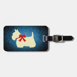 Scottish Terrier/wheaten silhouette, granite blue Luggage Tag