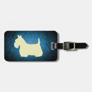 Scottish Terrier/wheaten silhouette, granite blue Luggage Tag