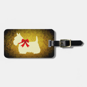 Scottish Terrier/wheaten silhouette, granite gold Luggage Tag