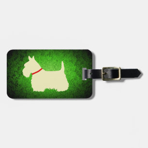 Scottish Terrier/wheaten silhouette, granite green Luggage Tag