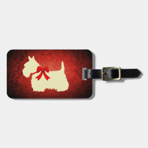 Scottish Terrier/wheaten silhouette, granite red Luggage Tag