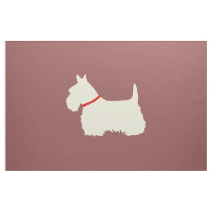 Scottish Terrier white silhouette/zazzle maroon Fabric