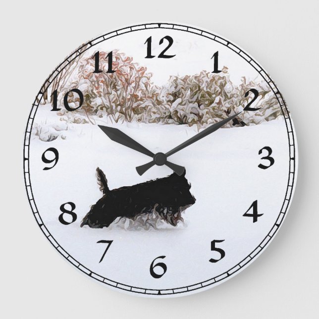 Scottish Terrier Winter Clock (Front)