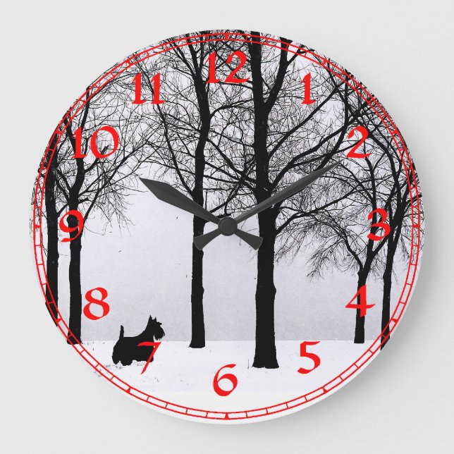 Scottish Terrier Winter Clock (Front)