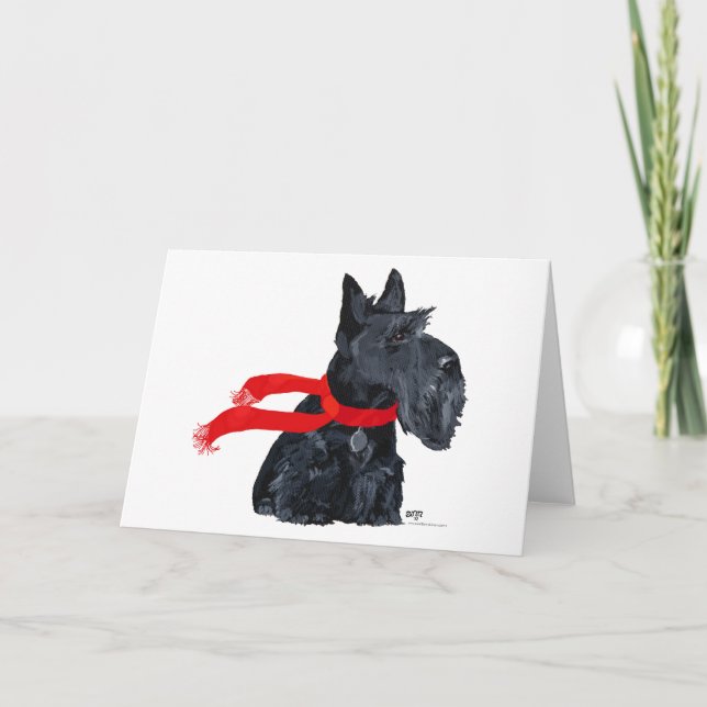 Scottish Terrier Winter Holiday Card (Front)
