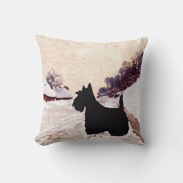 Scottish Terrier Winter Pillow (Front)