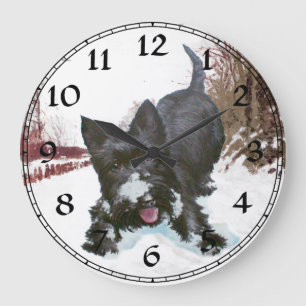 Scottish Terrier Winter Playtime Clock