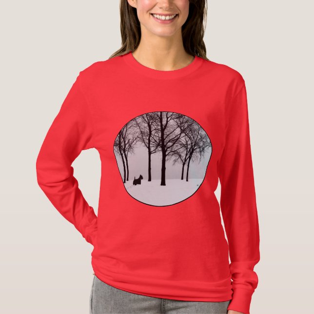 Scottish Terrier Winter Woods T-Shirt (Front)