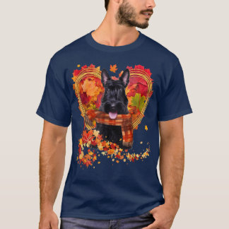 Scottish Terrier With Heart Made Of Autumn Leaves  T-Shirt