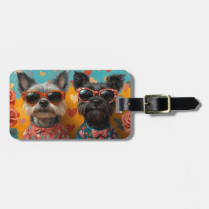 Scottish Terrier with Heart Roses Valentine's Day Luggage Tag