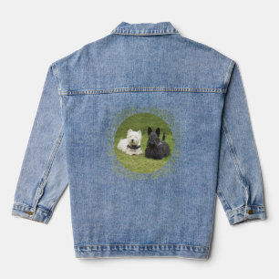 Scottish Terrier with Westie Denim Jacket