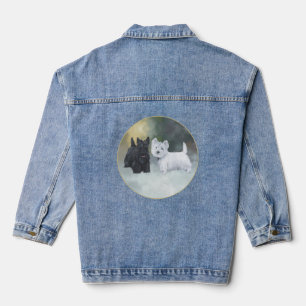 Scottish Terrier with Westie Denim Jacket