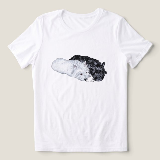 Scottish Terrier with Westie Tri-Blend Shirt (Design Front)