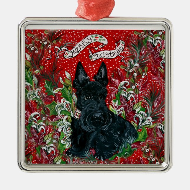 Scottish Terrier Xmas Metal Tree Decoration (Front)