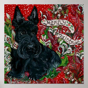 Scottish Terrier Xmas Poster