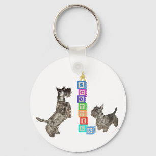 Scottish Terriers Alphabet Blocks Key Ring