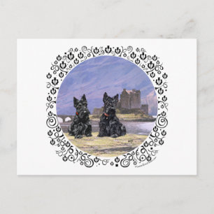 Scottish Terriers at Eilean Donan Castle Postcard