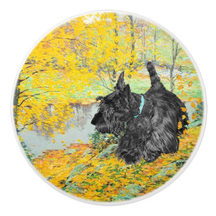 Scottish Terriers Ceramic Knob