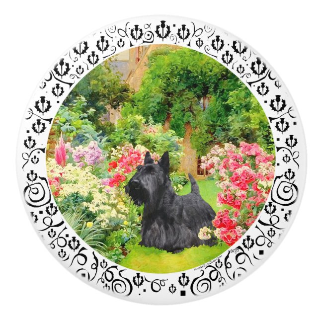 Scottish Terriers Ceramic Knob (Front)