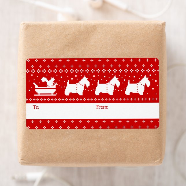 Scottish Terriers Christmas Sleigh Holiday To From (Insitu)