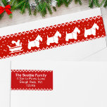 Scottish Terriers Christmas Sleigh with Squirrel Wrap Around Label<br><div class="desc">Add some whimsy to your holiday mailings with this fun wrap around return address label. Funny illustration of a team of Scottie Dogs pulling a sleigh with a squirrel. Easy to personalise with your own address. These red and white labels are perfect for Scottish Terrier lover families and pet care...</div>