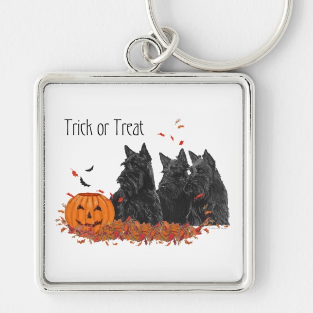 Scottish Terriers Halloween Key Ring (Front)