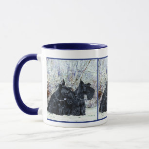 Scottish Terriers in Wintertime Mug