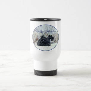 Scottish Terriers in Wintertime Travel Mug