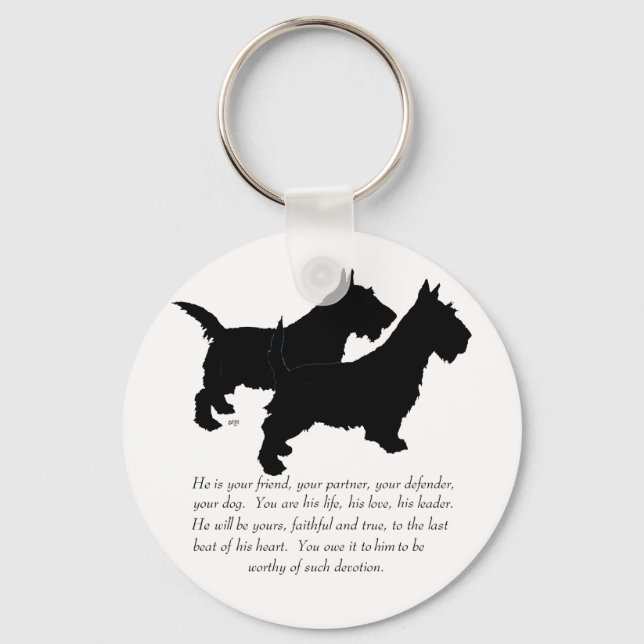Scottish Terriers Keepsake - MALE Dogs Key Ring (Front)