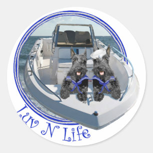 Scottish Terriers on the Boat Classic Round Sticker