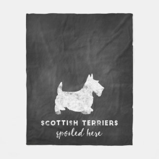 Scottish Terriers Spoiled Here Vintage Chalkboard Fleece Blanket