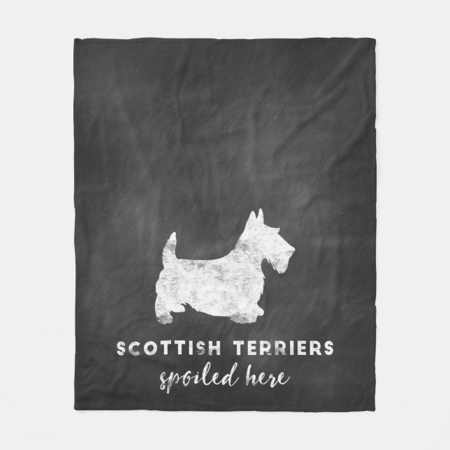 Scottish Terriers Spoiled Here Vintage Chalkboard Fleece Blanket (Front)