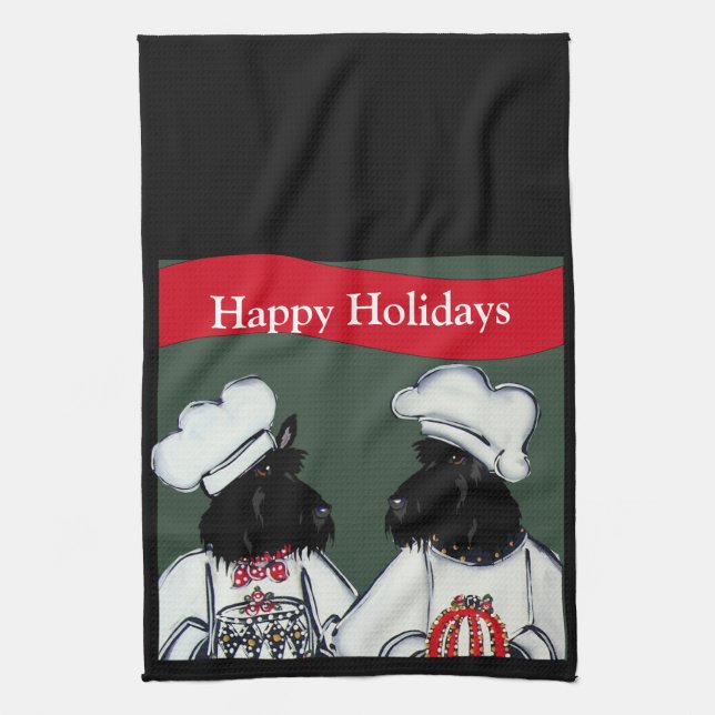 Scottish Terriers       Tea Towel (Vertical)