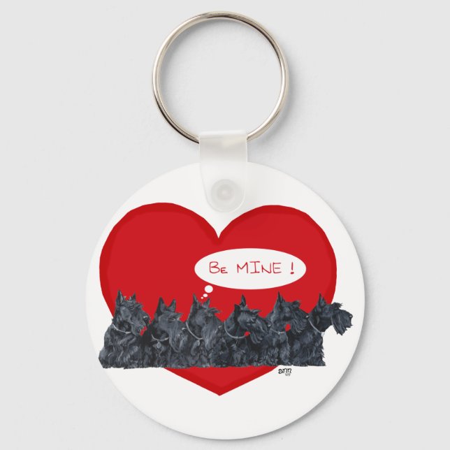 Scottish Terriers Valentine Key Ring (Front)