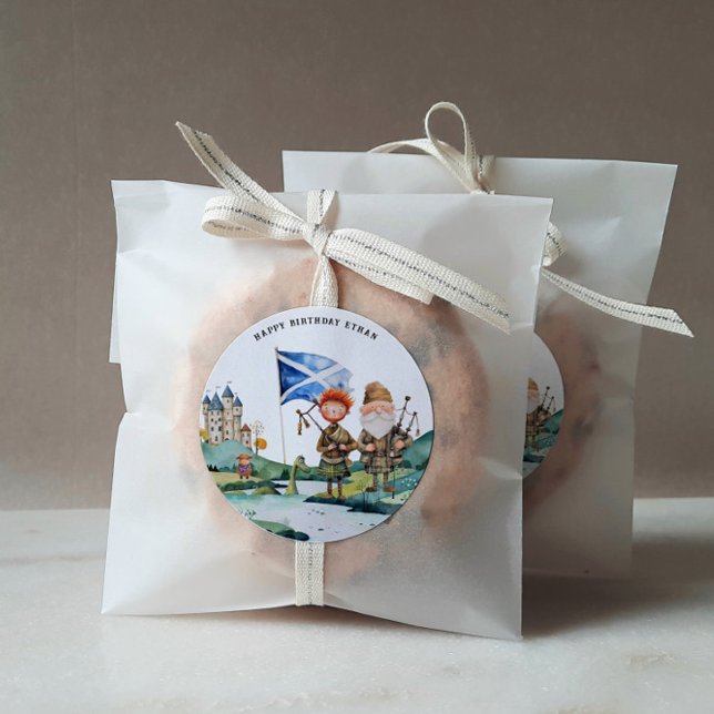 Scottish Themed Birthday Party Classic Round Sticker (Creator Uploaded)