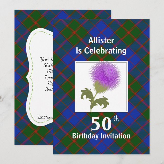 Scottish Themed Celebration Party Invitations (Front/Back)
