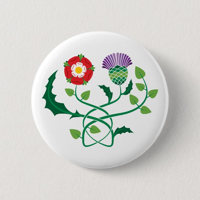 Scottish Thistle and English Rose Button (Front)