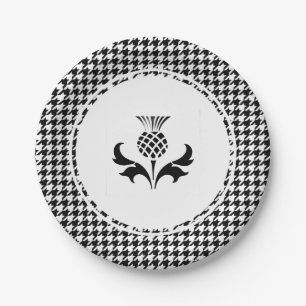 Scottish Thistle and Houndstooth  Paper Plate