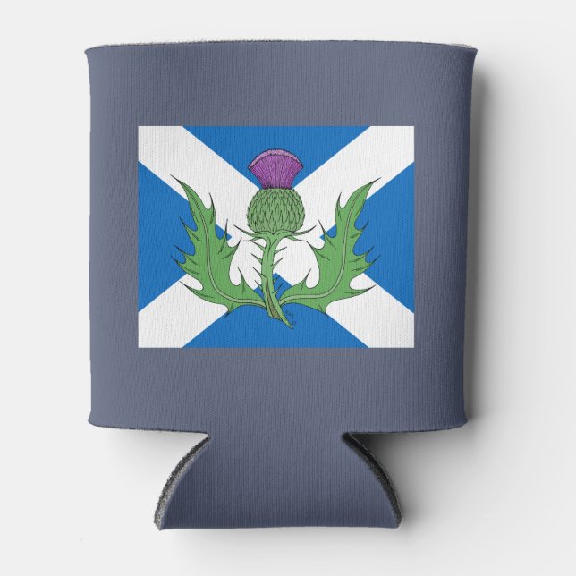 Scottish Thistle and Saltire Can Cooler (Front)