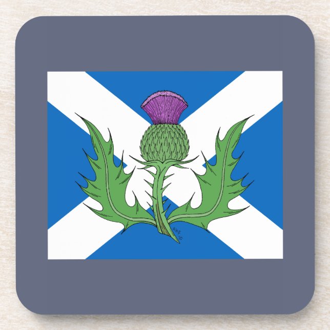 Scottish Thistle and Saltire Coaster (Front)