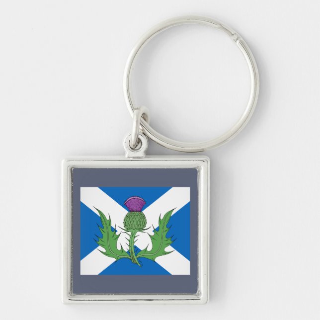 Scottish Thistle and Saltire Key Ring (Front)