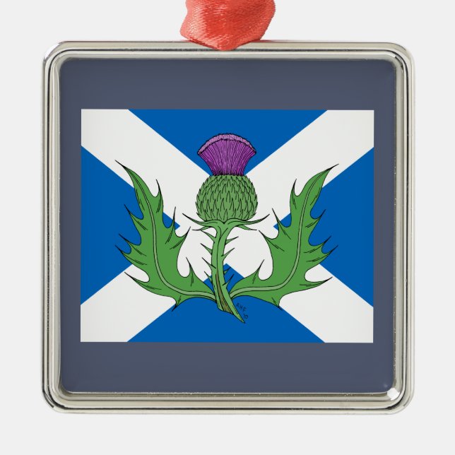 Scottish Thistle and Saltire Metal Tree Decoration (Front)