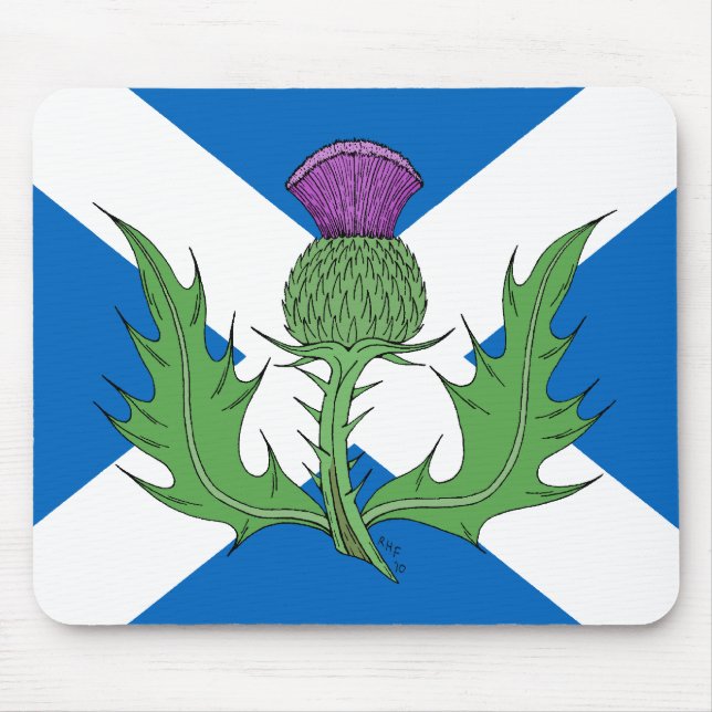 Scottish Thistle and Saltire Mouse Mat (Front)