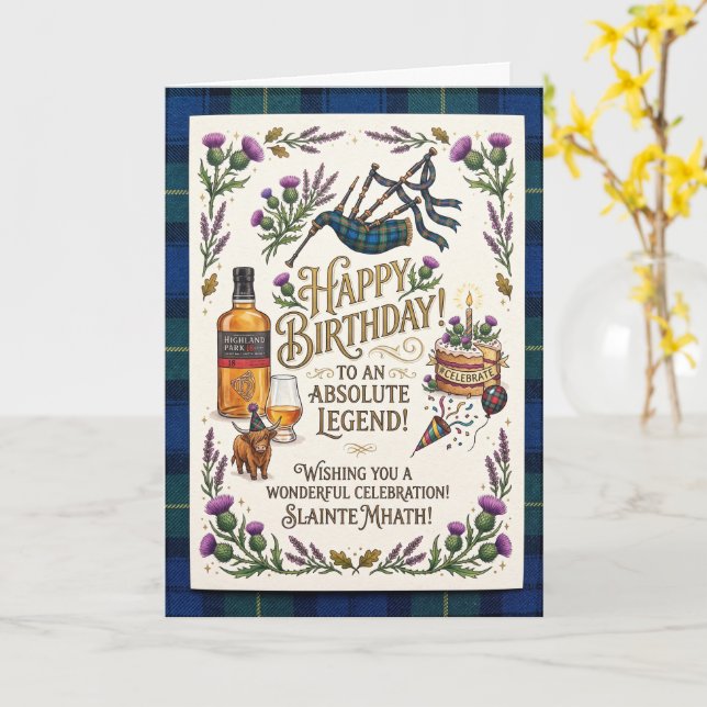 Scottish Thistle Birthday Card (Yellow Flower)