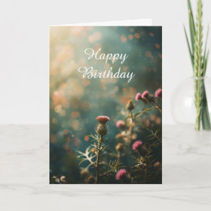 Scottish Thistle Birthday Card Misty Green