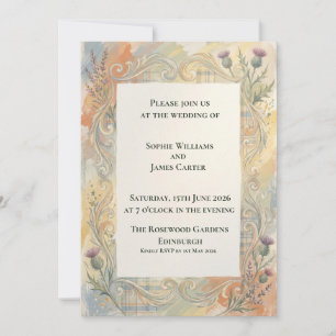 Scottish Thistle Boho Wedding Invitation